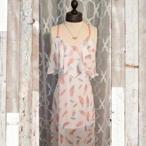 Xhilaration boho feather maxi dress size medium